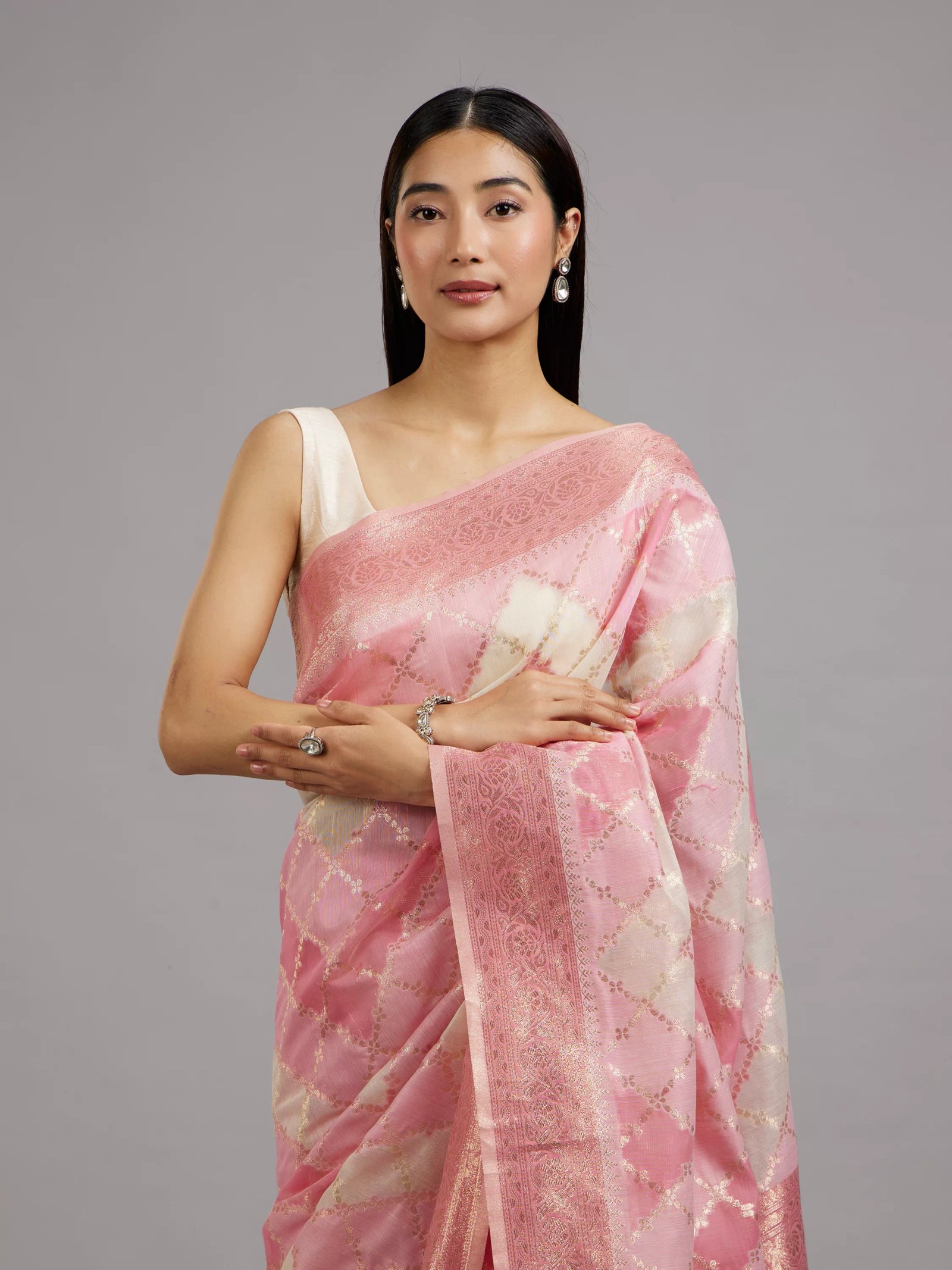 Vibrant Pink Elegance Saree - Image 2